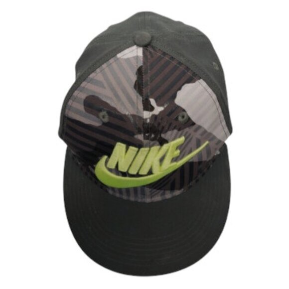 Nike True Camo Neon Yellow Logo Snapback Adjustable Baseball Cap Hat - Picture 7 of 16